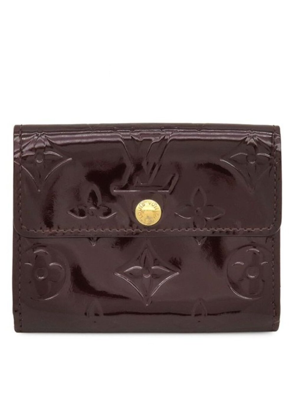 Louis Vuitton Coin Purse Ludlow Monogram Vernis Amarante Gold Card Case